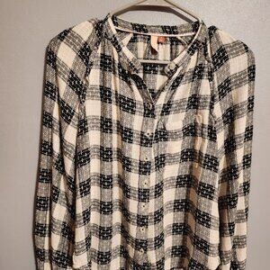 Anthropologie Pilcro Breezy Button-down Wool Blend Plaid Size Small